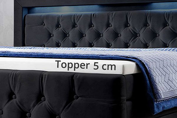 Boxspring postel GLORIA s úložným prostorem a LED