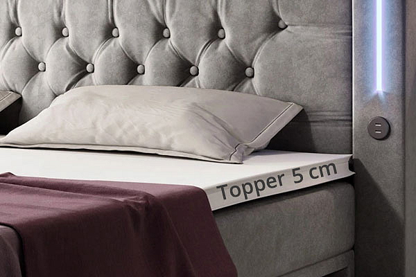 Boxspring postel DIVAT s úložným prostorem, LED a USB