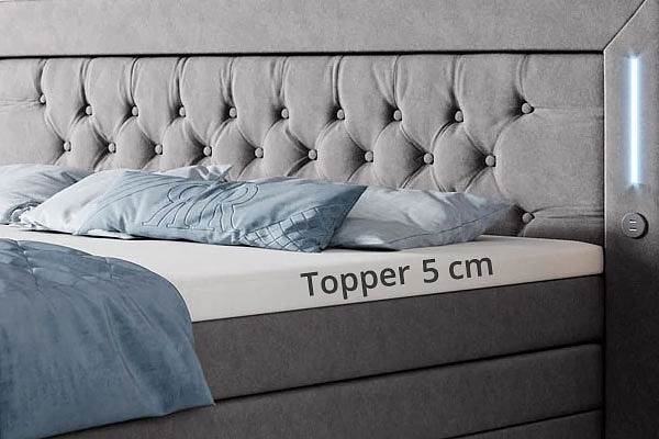Boxspring postel QUEEN s úložným prostorem, LED a USB