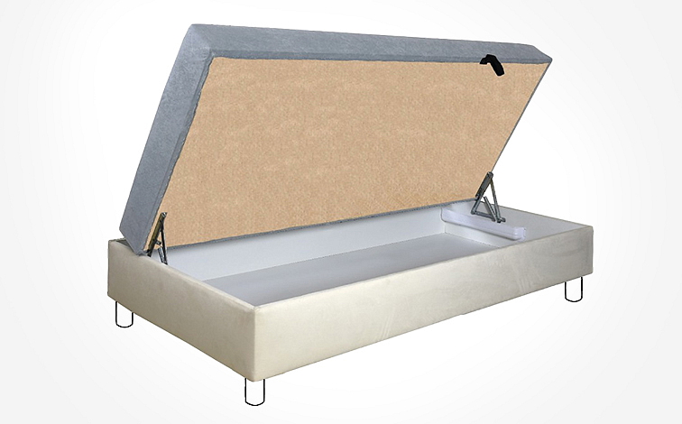 Válenda VARIO s hlavovým čelem a úložným prostorem, matrace a rošt v ceně, 90×200 cm