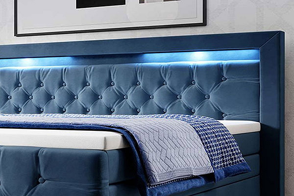 Boxspring postel GLORIA s úložným prostorem a LED