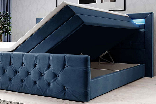 Boxspring postel GLORIA s úložným prostorem a LED