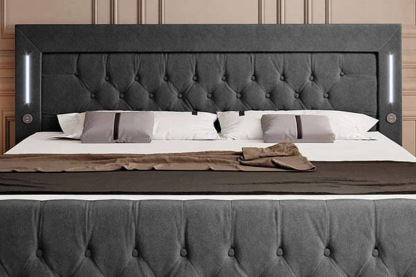 Boxspring postel ELEGANCE s úložným prostorem, LED a USB
