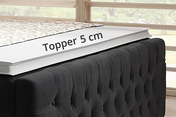 Boxspring postel MENZOGNA s úložným prostorem a LED