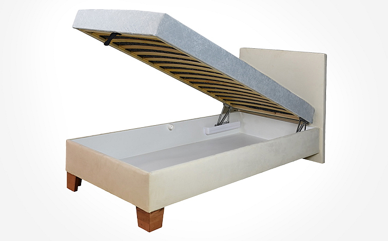 Postel XXL s hlavovým čelem a úložným prostorem, matrace a rošt v ceně, 140×200 cm