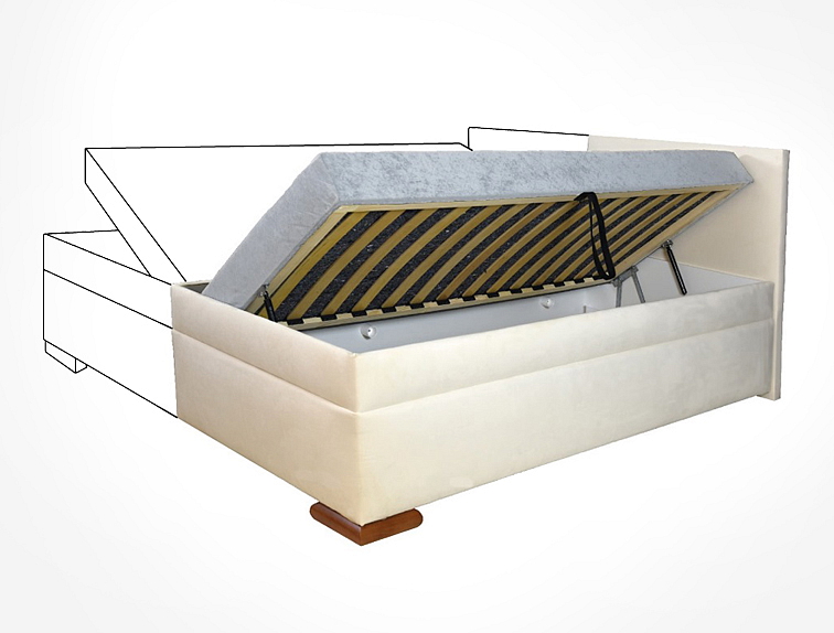 Postel boxspring VENETO s úložným prostorem a hlavovým čelem, 90×200 cm