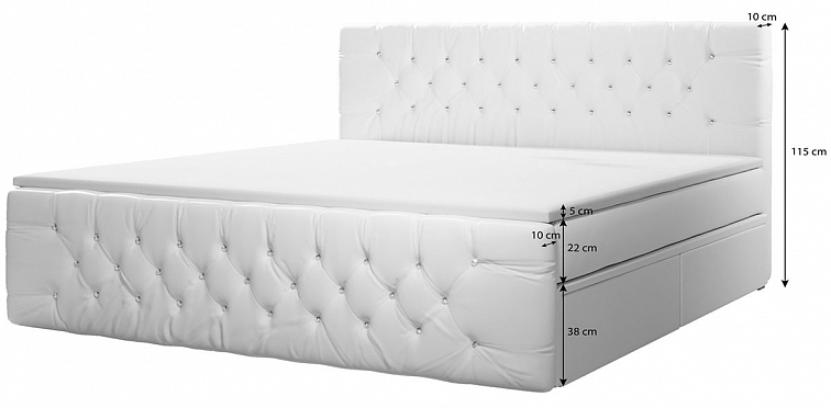 Luxusní boxspring postel CRYSTAL s úložným prostorem