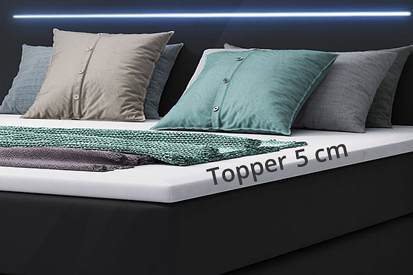 Boxspring postel SEJOUR s úložným prostorem a LED