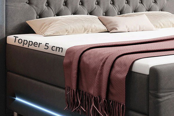 Boxspring postel PARADISE bez úložného prostoru s LED a USB