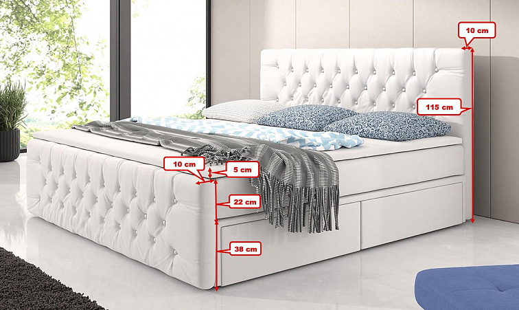Boxspring postel SOGNARE s úložným prostorem