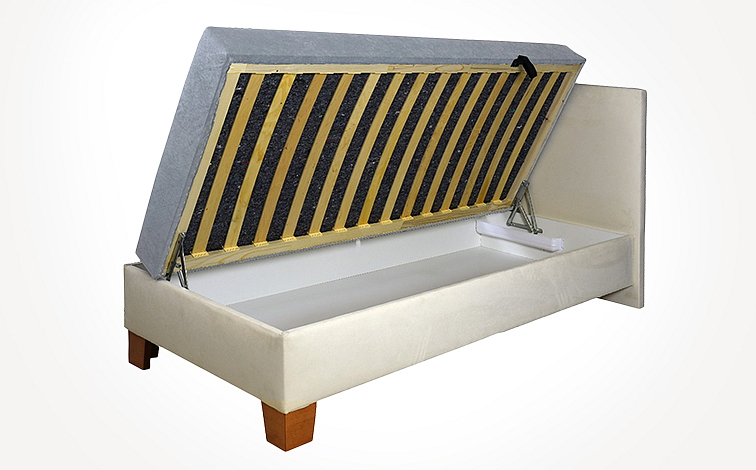 Postel boxspring NOVO s úložným prostorem a hlavovým čelem, 80×200 cm, matrace a rošt v ceně