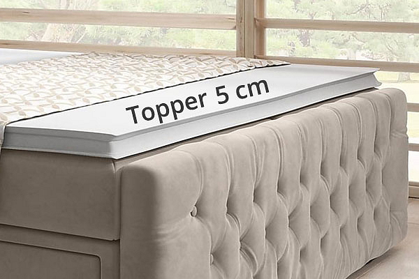 Boxspring postel SERA s úložným prostorem (4 šuplíky) a LED