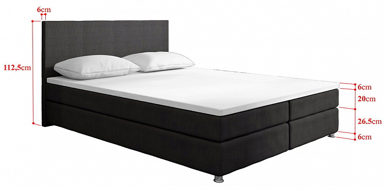 Boxspring postel ATHENE bez úložného prostoru