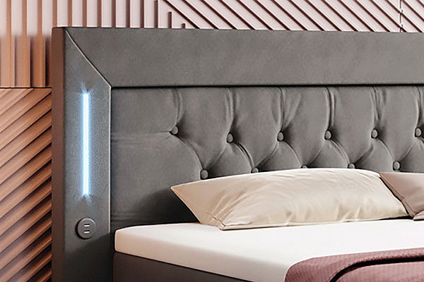 Boxspring postel PARADISE bez úložného prostoru s LED a USB