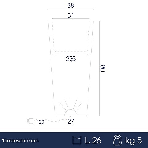 Svítící LED květináč CEDAR