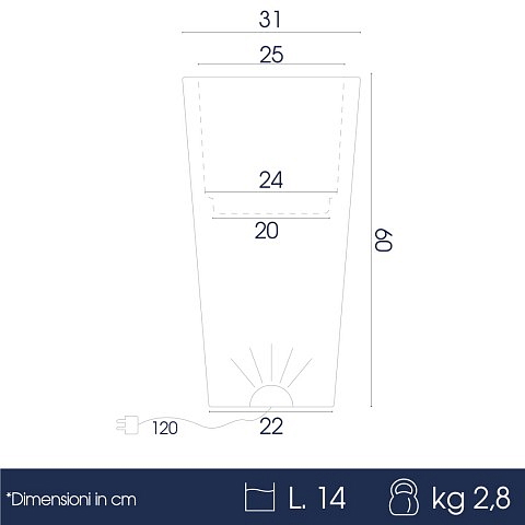 Svítící LED květináč CEDAR