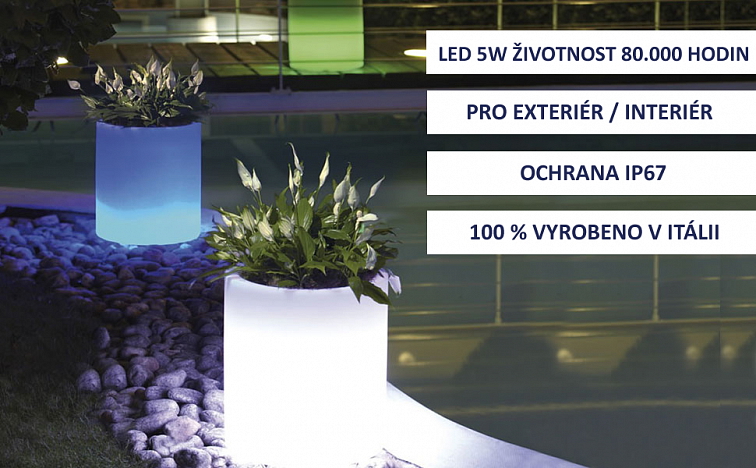 Svítící LED květináč ROSE