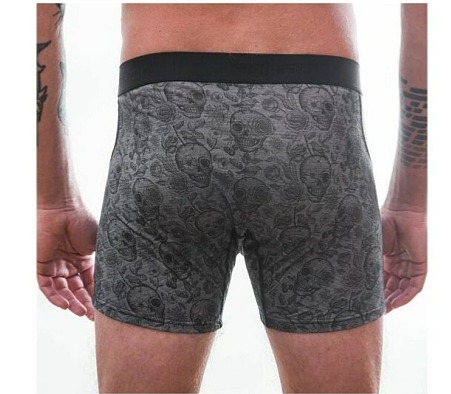SENSOR MERINO IMPRESS pánské trenky černá/SKULLS