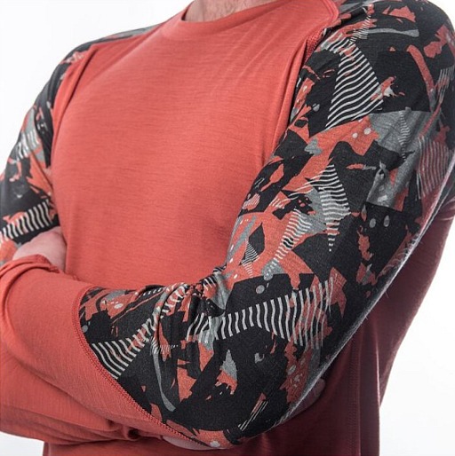 SENSOR MERINO IMPRESS pánské triko dl.rukáv terracotta/rush