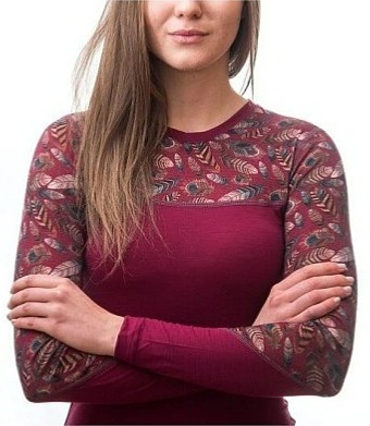 SENSOR MERINO IMPRESS dámské triko dl.rukáv lilla/feather
