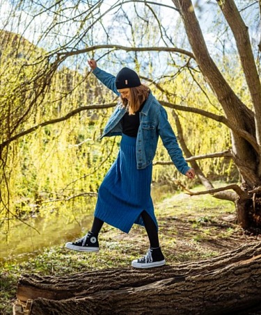 KAMA 6014 Merino sukně, denim