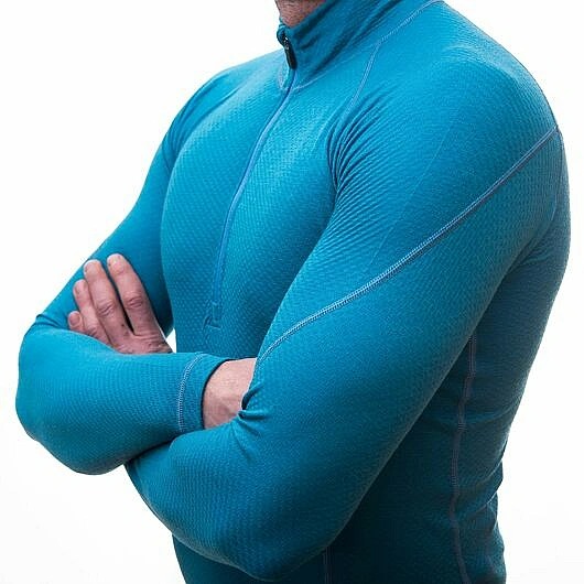 SENSOR MERINO DF pánské triko dl.rukáv zip modrá