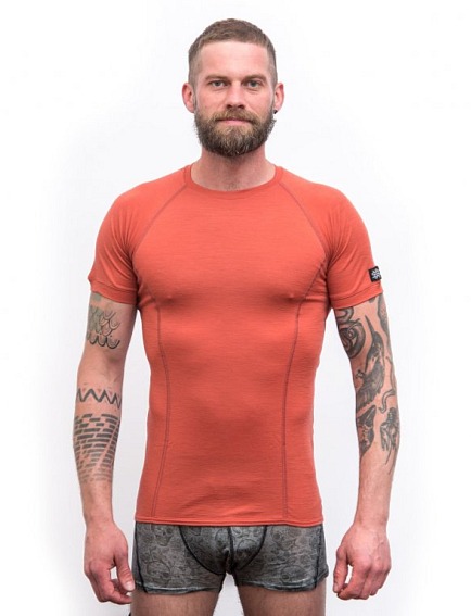 SENSOR MERINO ACTIVE pánské triko kr.rukáv terracotta