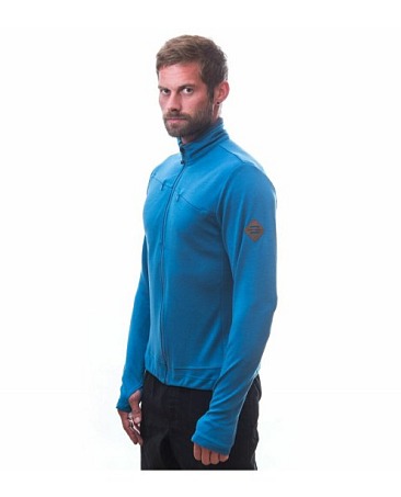 SENSOR MERINO UPPER pánská mikina celozip mint blue
