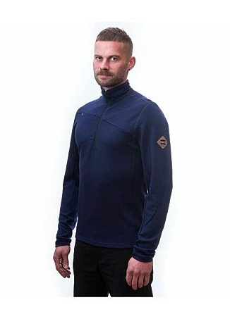 SENSOR MERINO UPPER pánska mikina s krátkym zipsom mätovo modrá
