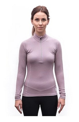 SENSOR MERINO DF dámské triko dl.rukáv zip mystic violet