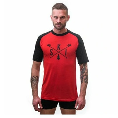 SENSOR MERINO ACTIVE PT SKI pánské triko kr.rukáv červená/černá