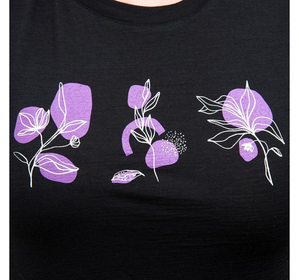 SENSOR MERINO AIR BLOOM dámské triko kr.rukáv černá