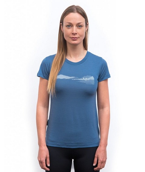 SENSOR MERINO AIR HILLS dámské triko kr.rukáv riviera blue