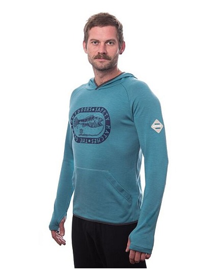 SENSOR MERINO UPPER OUTDOORS pánska klokanka s kapucňou, mätovo modrá