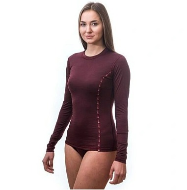 SENSOR MERINO AIR dámské triko dl.rukáv tm.vínová