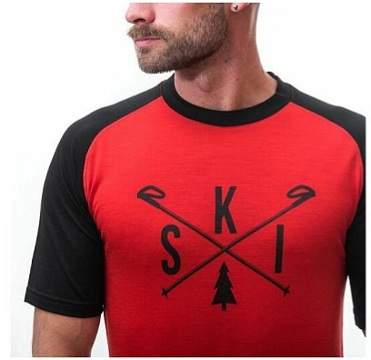 SENSOR MERINO ACTIVE PT SKI pánské triko kr.rukáv červená/černá