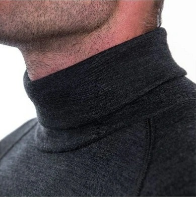 SENSOR MERINO BOLD pánské triko dl.rukáv roll neck anthracite gray