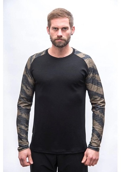 SENSOR MERINO BLEND IMPRESS pánské triko dl.rukáv černá/brush