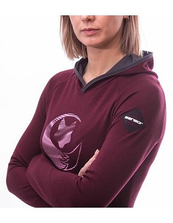 SENSOR MERINO UPPER FOX dámská mikina klokanka port red