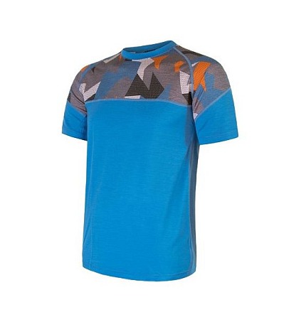 SENSOR MERINO IMPRESS pánské triko kr.rukáv modrá/camo