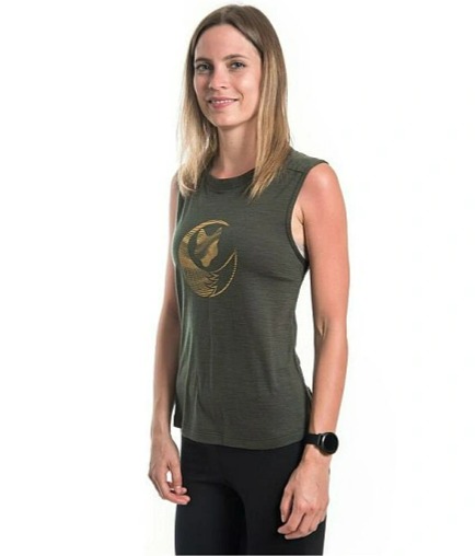 SENSOR MERINO AIR FOX dámské triko bez rukávu olive green