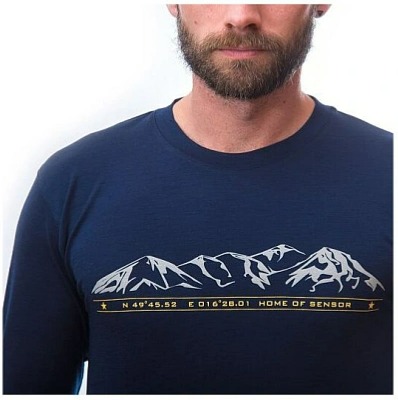 SENSOR MERINO ACTIVE PT MOUNTAINS pánské triko dl.rukáv deep blue