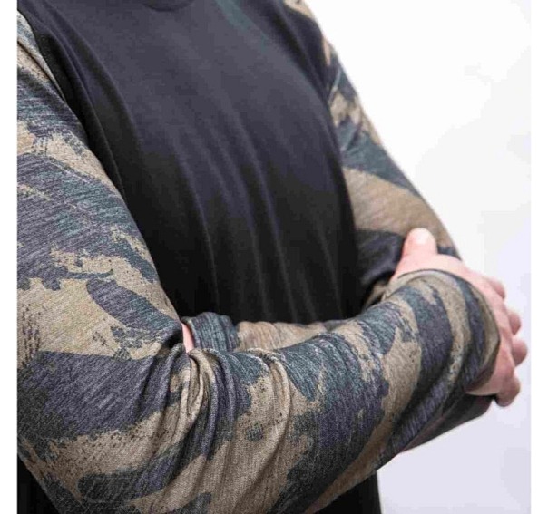 SENSOR MERINO BLEND IMPRESS pánské triko dl.rukáv černá/brush