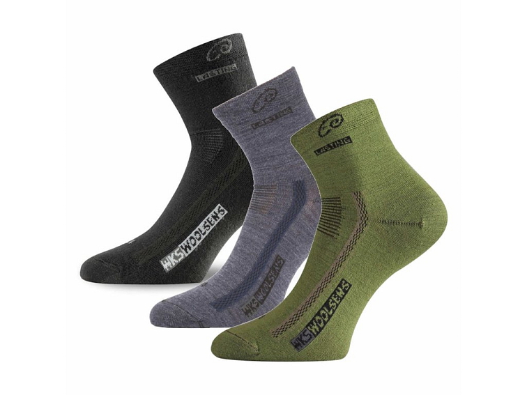 LASTING merino ponožky WKS 3-PACK, černá+modrá+zelená