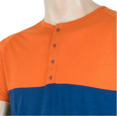 SENSOR MERINO AIR PT pánské triko kr.rukáv s knoflíky oranžová/modrá