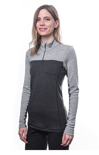 SENSOR MERINO BOLD dámské triko dl.rukáv zip anthracite/cool gray