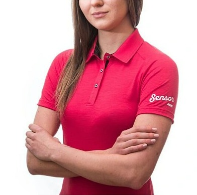 SENSOR MERINO ACTIVE POLO dámské triko kr.rukáv magenta