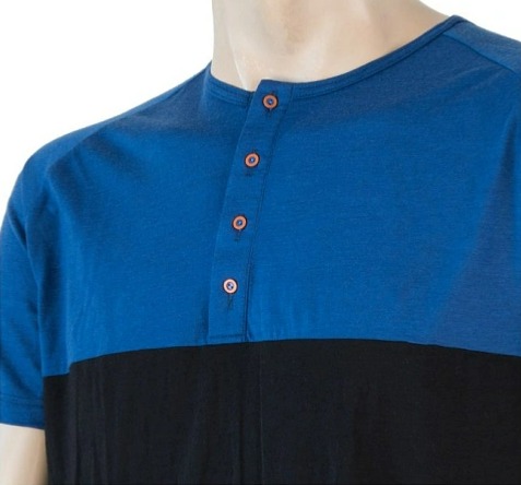 SENSOR MERINO AIR PT pánské triko kr.rukáv s knoflíky modrá/černá