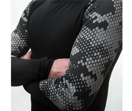 SENSOR MERINO IMPRESS pánské triko dl.rukáv černá/honeycomb