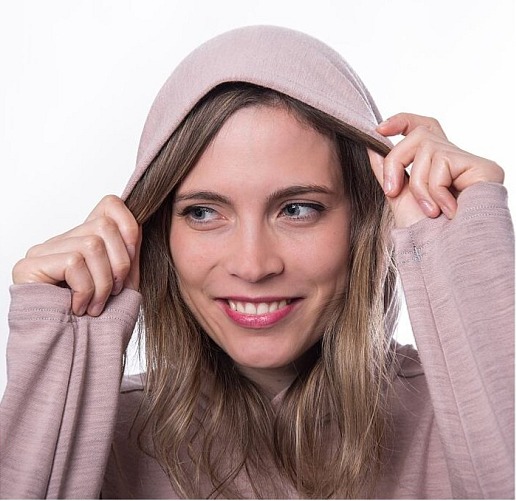 SENSOR MERINO UPPER traveller dámská mikina s kapucí, dusty pink